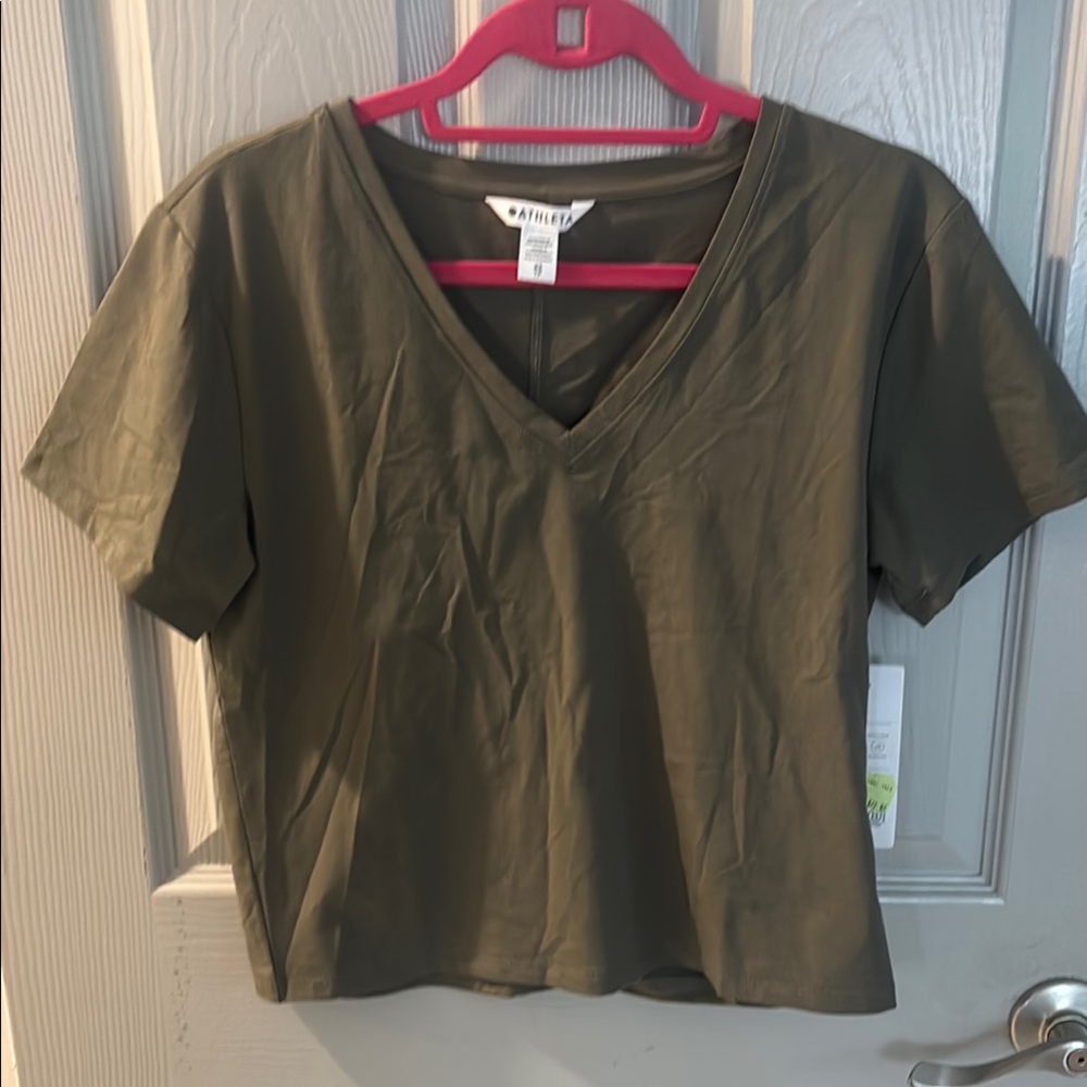 Athleta Green Crop Tee Fitted Short Sleeve- New with tags